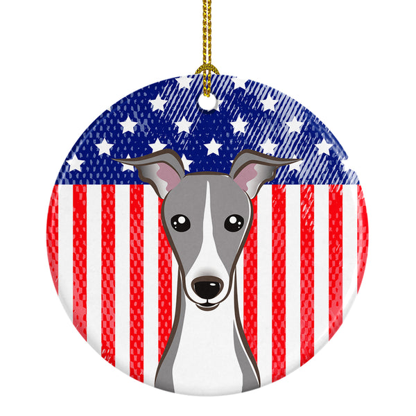 American Flag and Italian Greyhound Ceramic Ornament BB2166CO1 - the-store.com