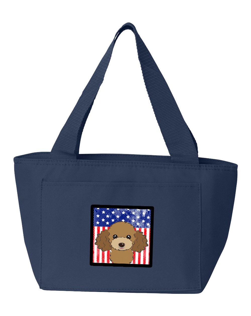 American Flag and Chocolate Brown Poodle Lunch Bag BB2186NA-8808