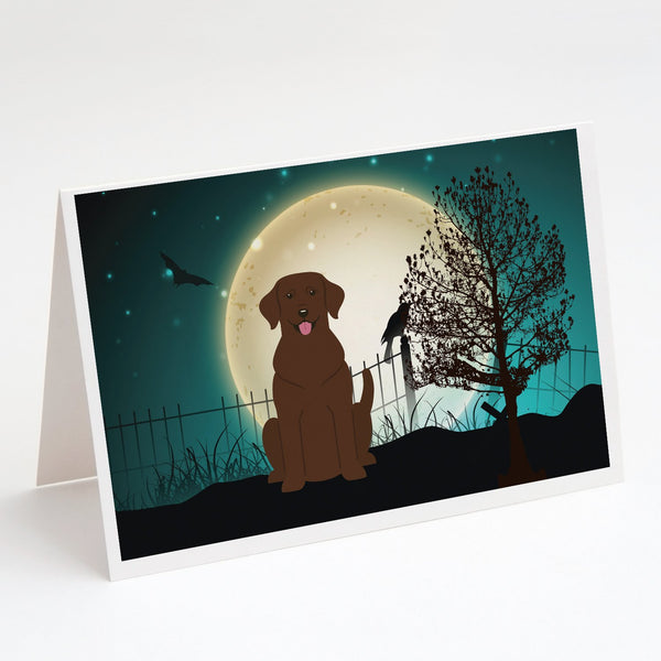 Buy this Halloween Scary Chocolate Labrador Greeting Cards and Envelopes Pack of 8