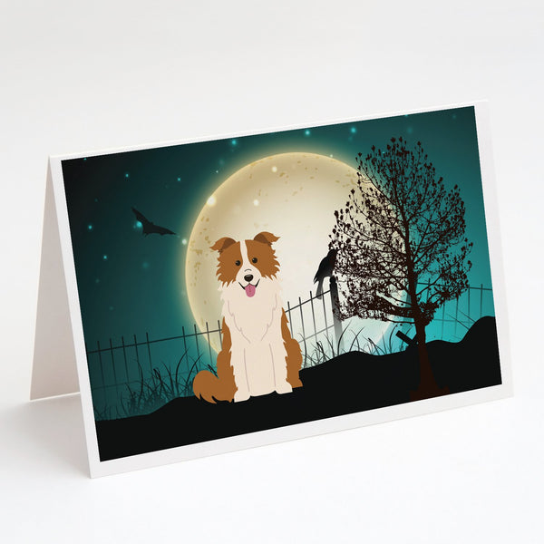 Buy this Halloween Scary Border Collie Red White Greeting Cards and Envelopes Pack of 8