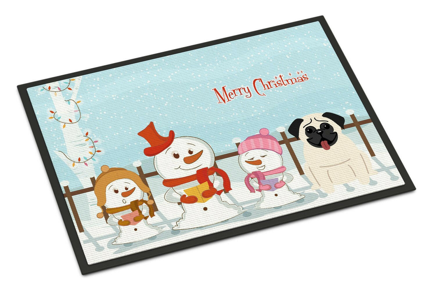 Merry Christmas Carolers Pug Cream Indoor or Outdoor Mat 18x27 BB2335MAT