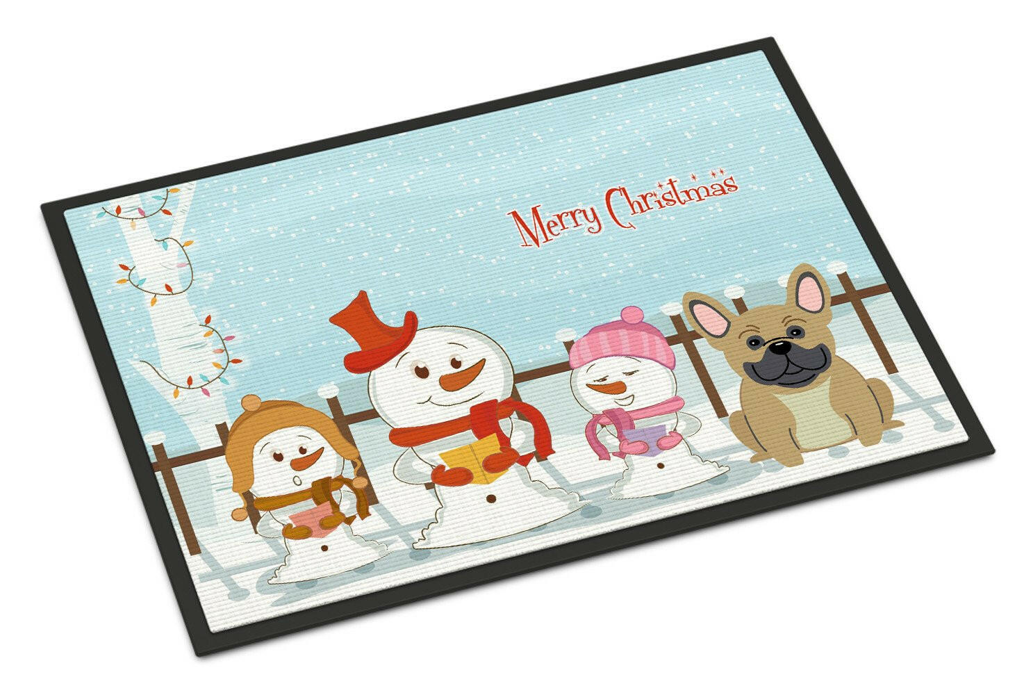 Merry Christmas Carolers French Bulldog Cream Indoor or Outdoor Mat 18x27 BB2341MAT