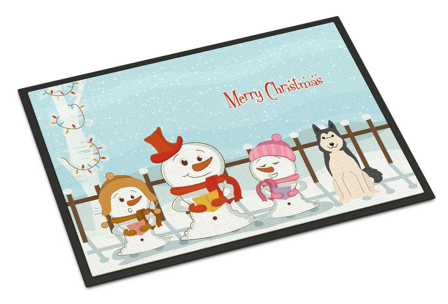 Merry Christmas Carolers West Siberian Laika Spitz Indoor or Outdoor Mat 18x27 BB2356MAT