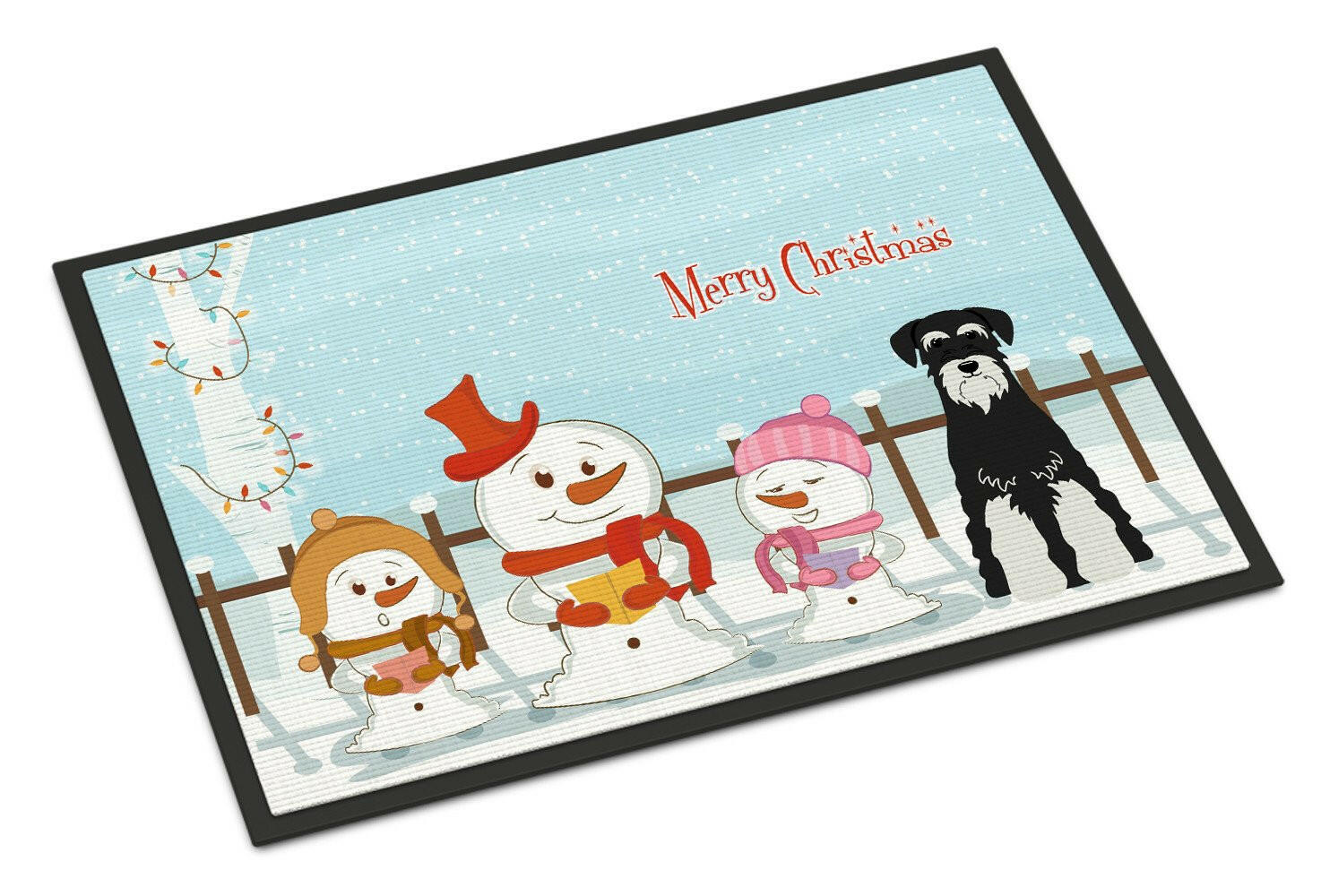 Merry Christmas Carolers Standard Schnauzer Salt and Pepper Indoor or Outdoor Mat 18x27 BB2364MAT