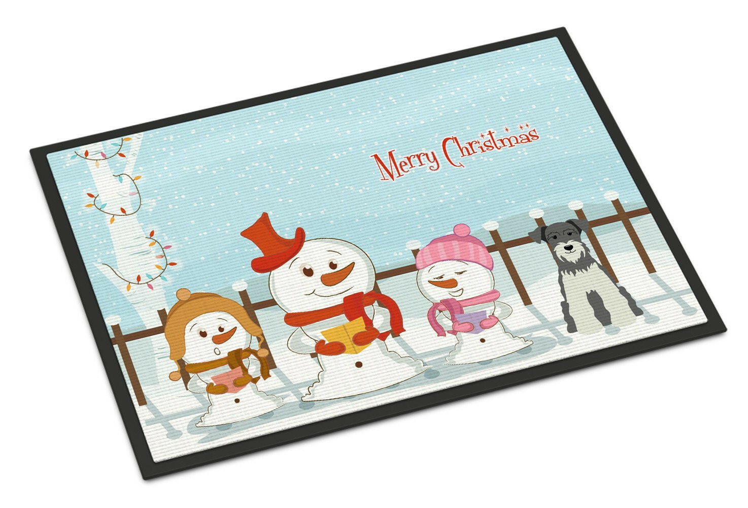 Merry Christmas Carolers Miniature Schanuzer Salt and Pepper Indoor or Outdoor Mat 18x27 BB2385MAT