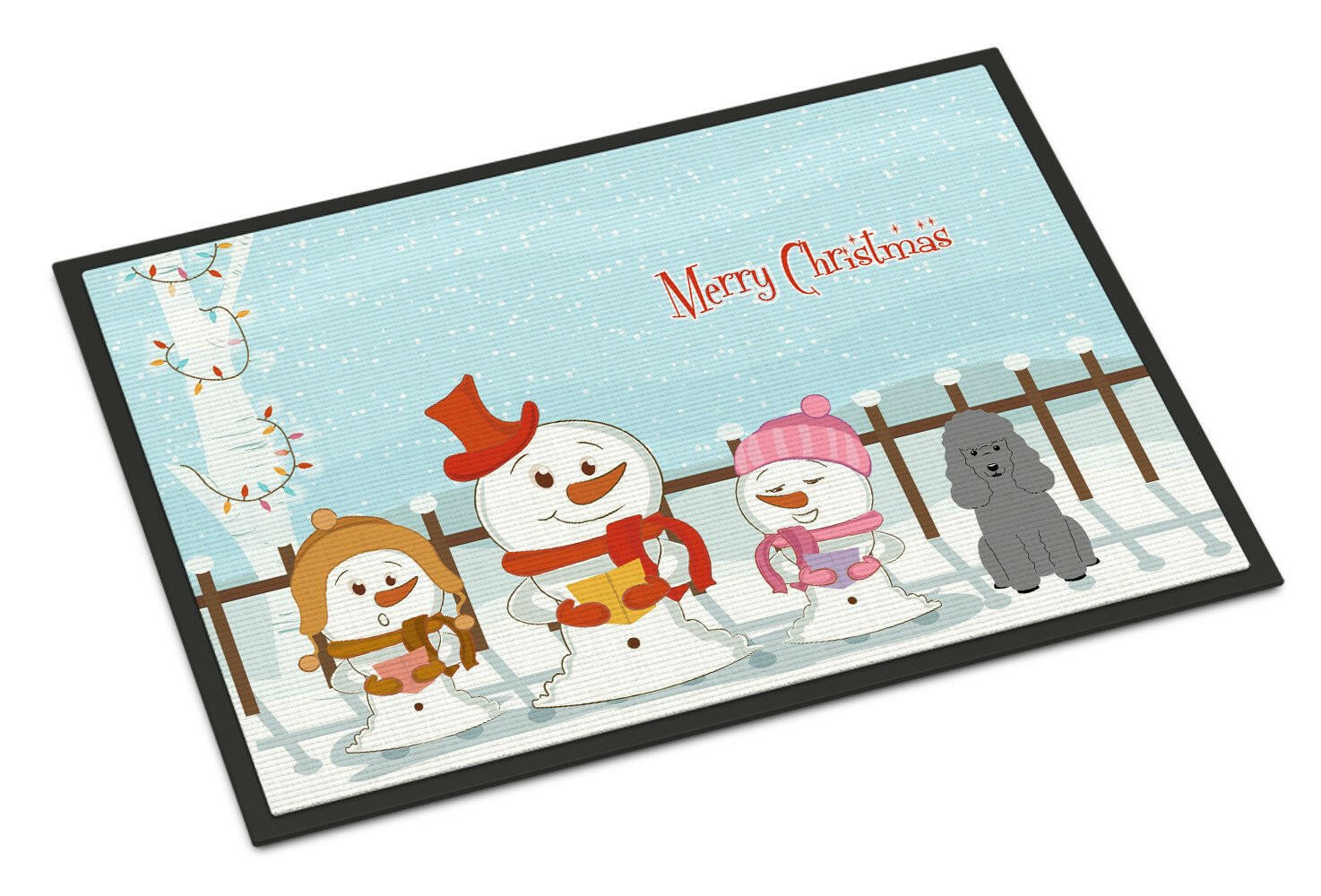 Merry Christmas Carolers Poodle Silver Indoor or Outdoor Mat 18x27 BB2399MAT