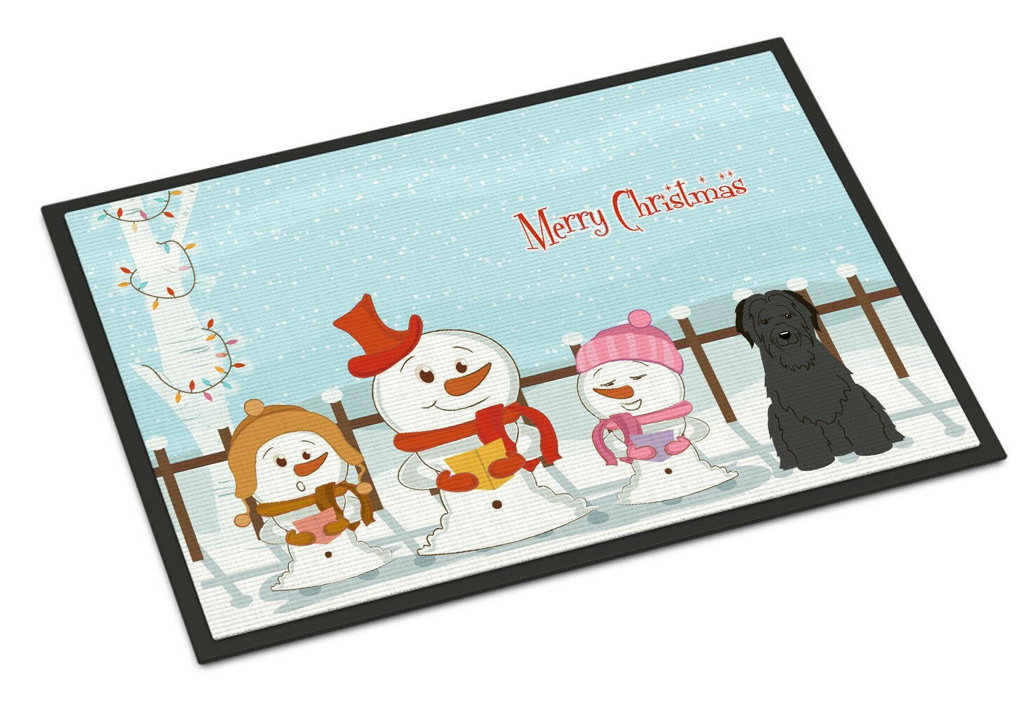 Merry Christmas Carolers Briard Black Indoor or Outdoor Mat 18x27 BB2412MAT