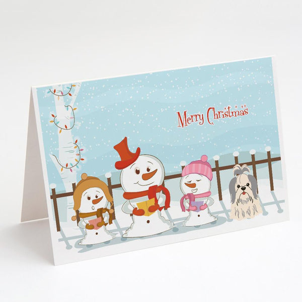 Buy this Merry Christmas Carolers Shih Tzu Silver White Greeting Cards and Envelopes Pack of 8