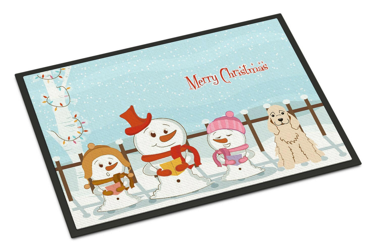 Merry Christmas Carolers Cocker Spaniel Buff Indoor or Outdoor Mat 18x27 BB2425MAT