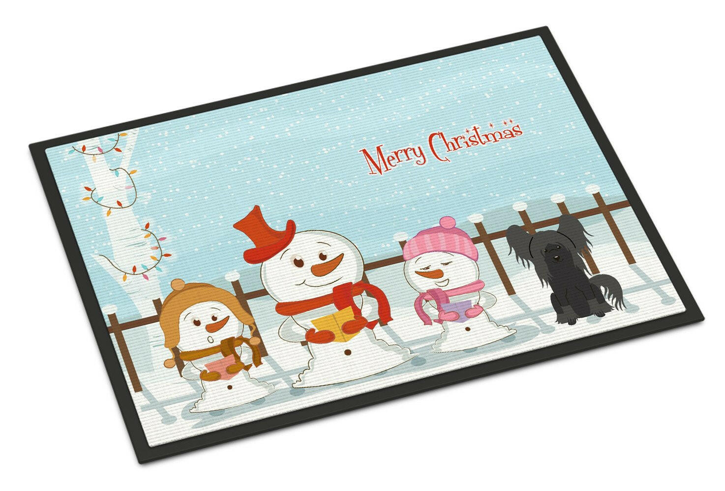 Merry Christmas Carolers Chinese Crested Black Indoor or Outdoor Mat 18x27 BB2443MAT