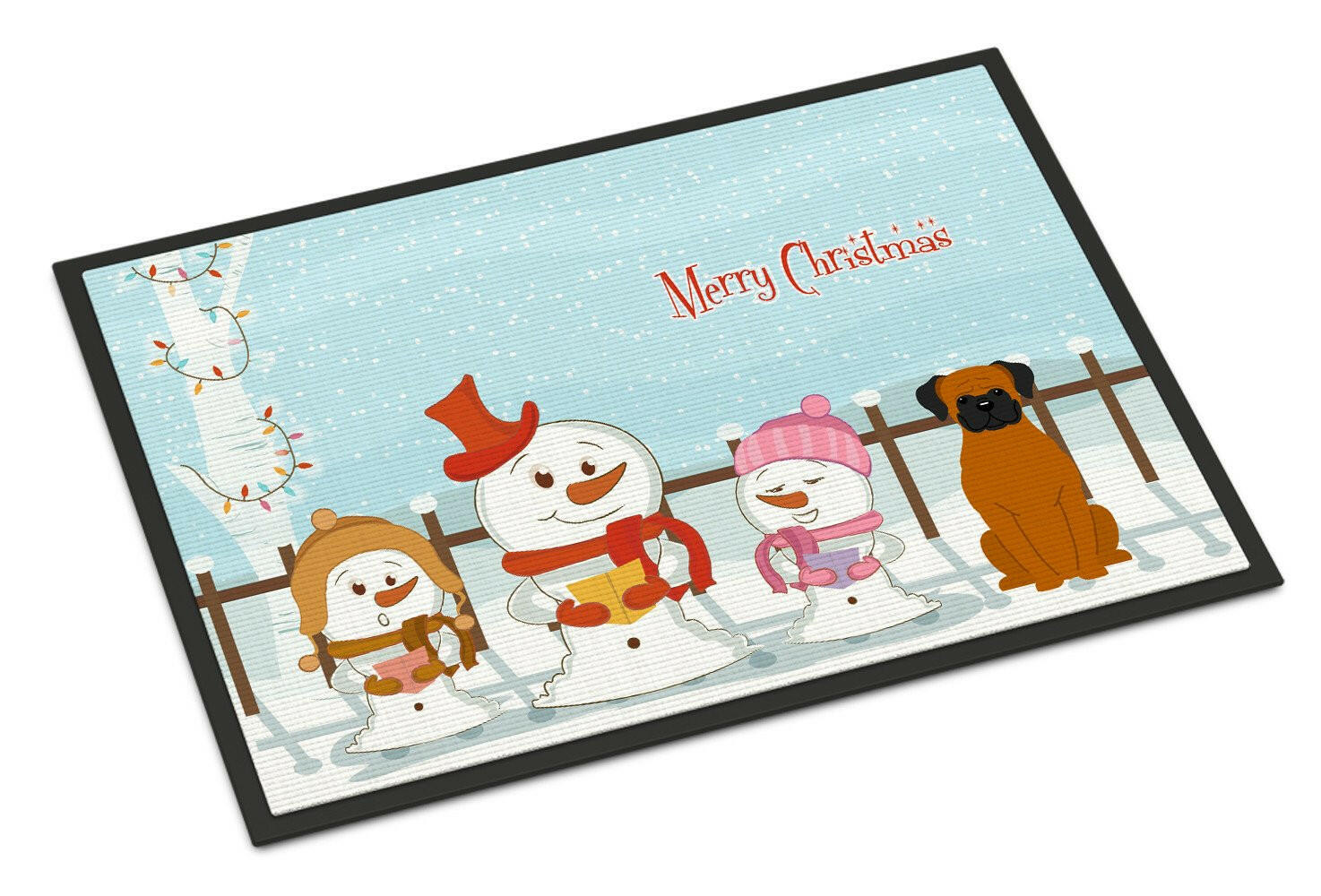 Merry Christmas Carolers Fawn Boxer Indoor or Outdoor Mat 18x27 BB2446MAT