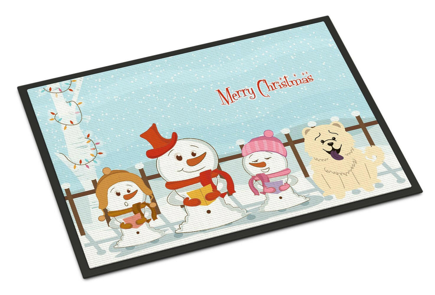 Merry Christmas Carolers Chow Chow White Indoor or Outdoor Mat 18x27 BB2471MAT