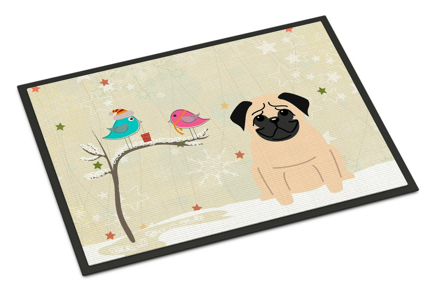 Christmas Presents between Friends Pug Fawn Indoor or Outdoor Mat 18x27 BB2480MAT