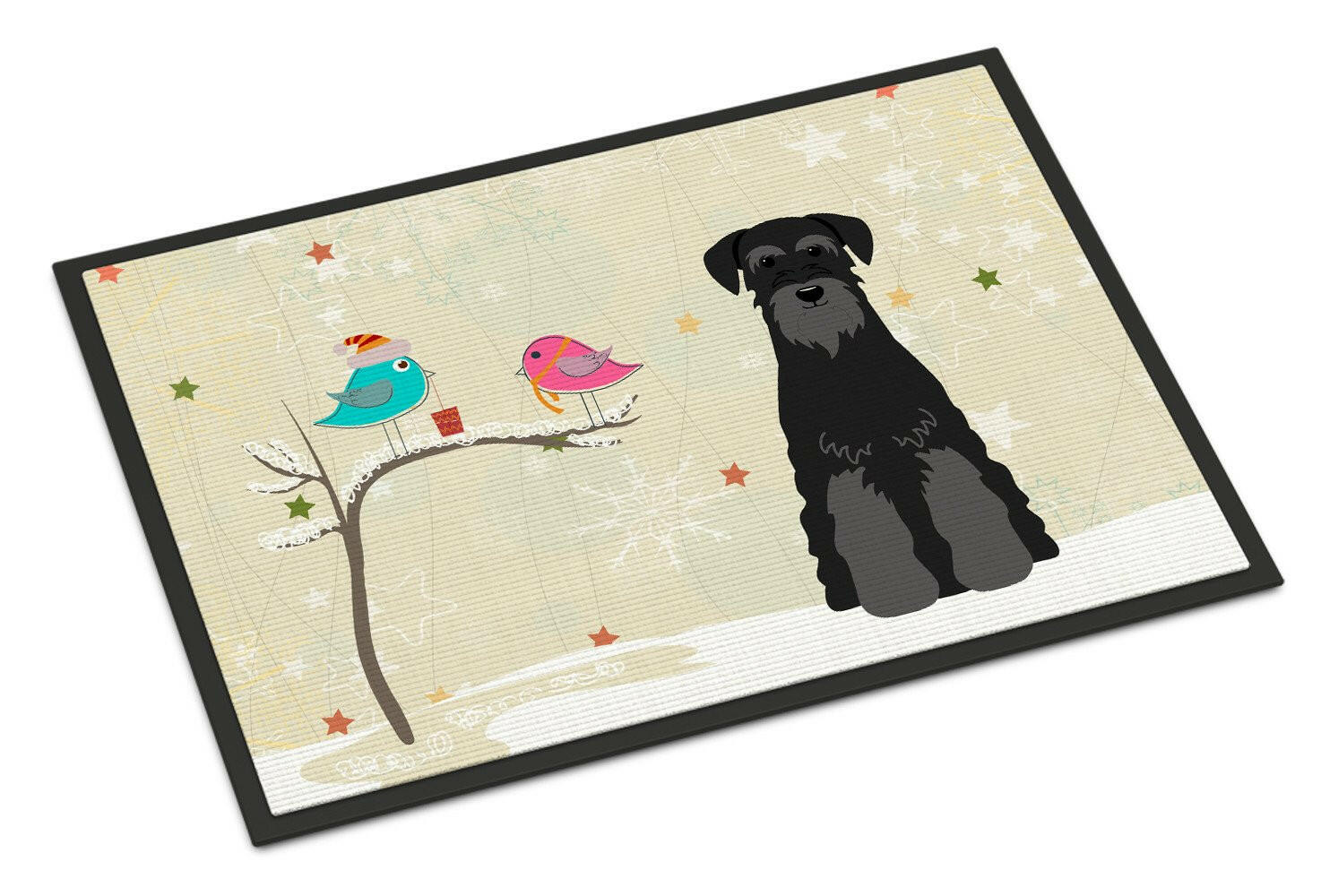 Christmas Presents between Friends Standard Schnauzer Black Indoor or Outdoor Mat 18x27 BB2504MAT