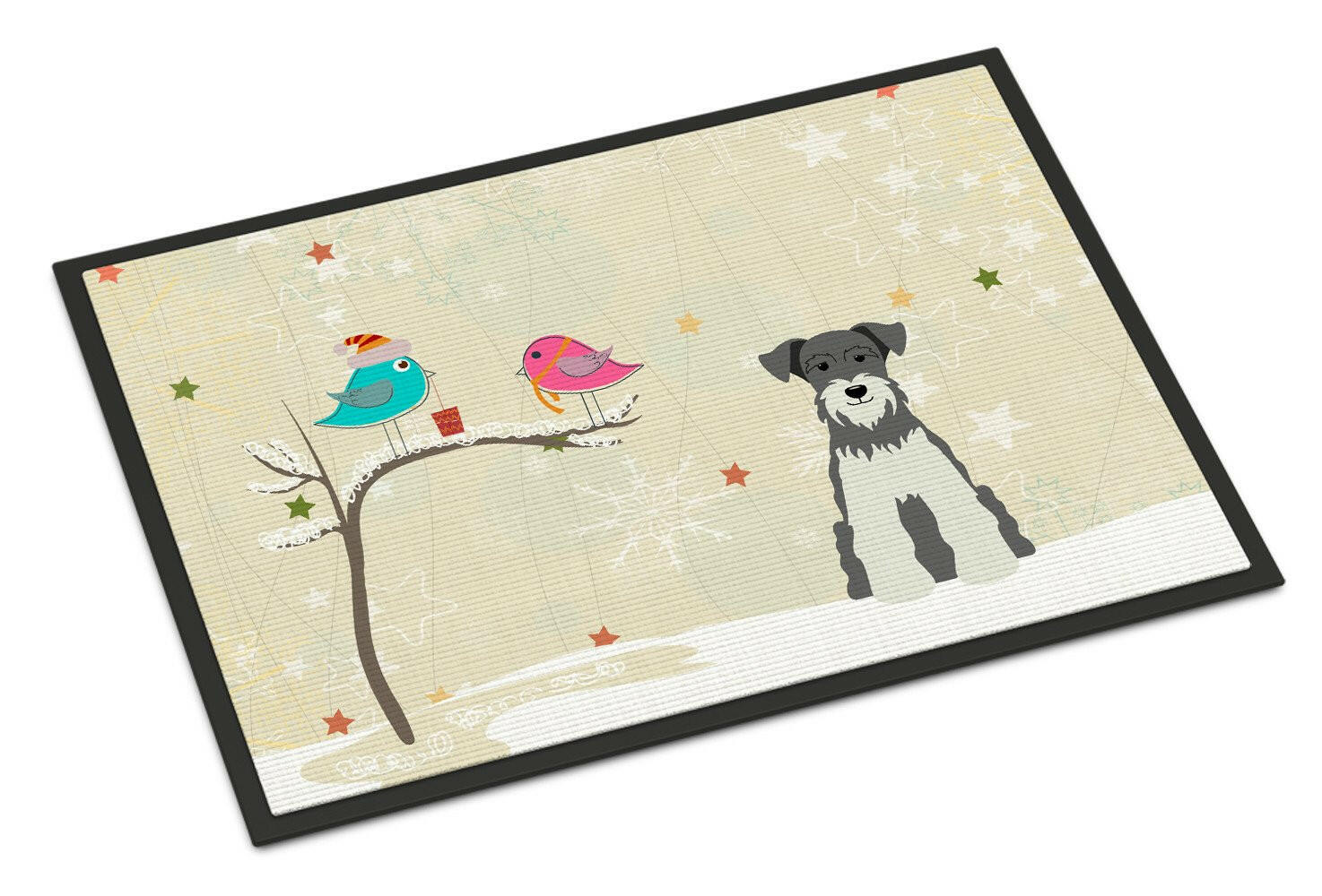 Christmas Presents between Friends Miniature Schanuzer Salt and Pepper Indoor or Outdoor Mat 18x27 B