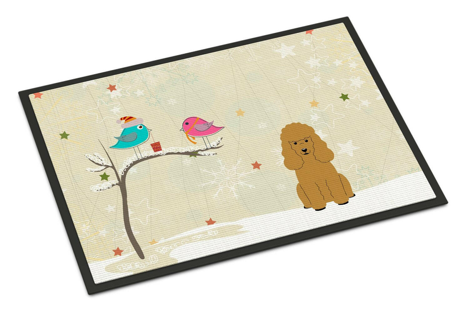 Christmas Presents between Friends Poodle Tan Indoor or Outdoor Mat 18x27 BB2541MAT