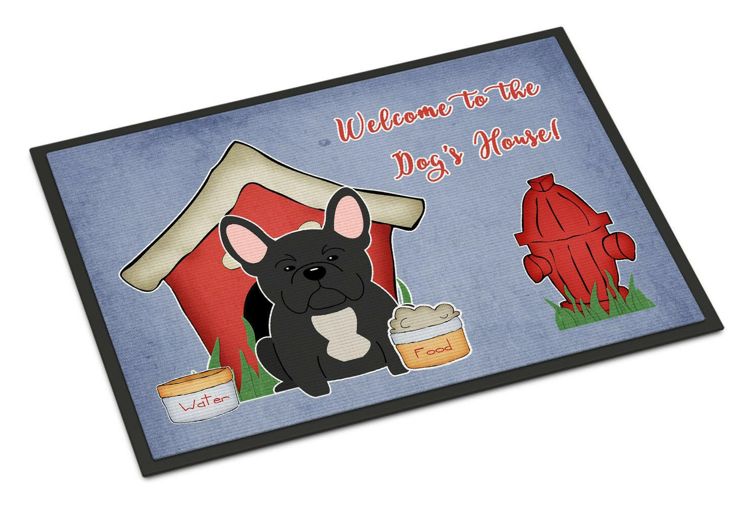 Dog House Collection French Bulldog Black Indoor or Outdoor Mat 18x27 BB2768MAT