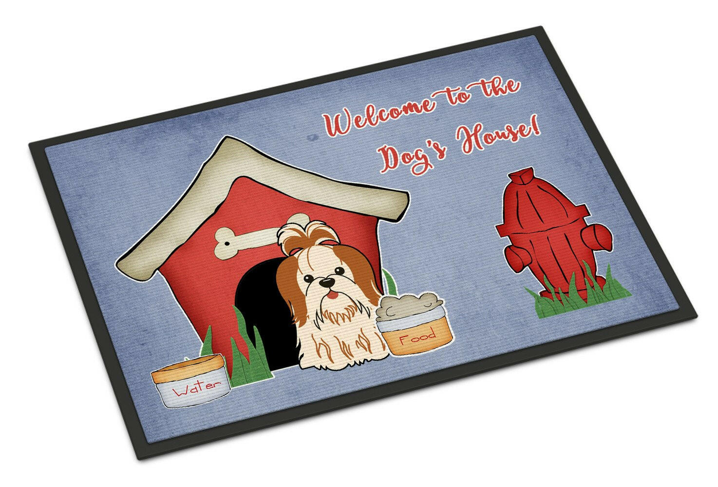 Dog House Collection Shih Tzu Red White Indoor or Outdoor Mat 18x27 BB2841MAT