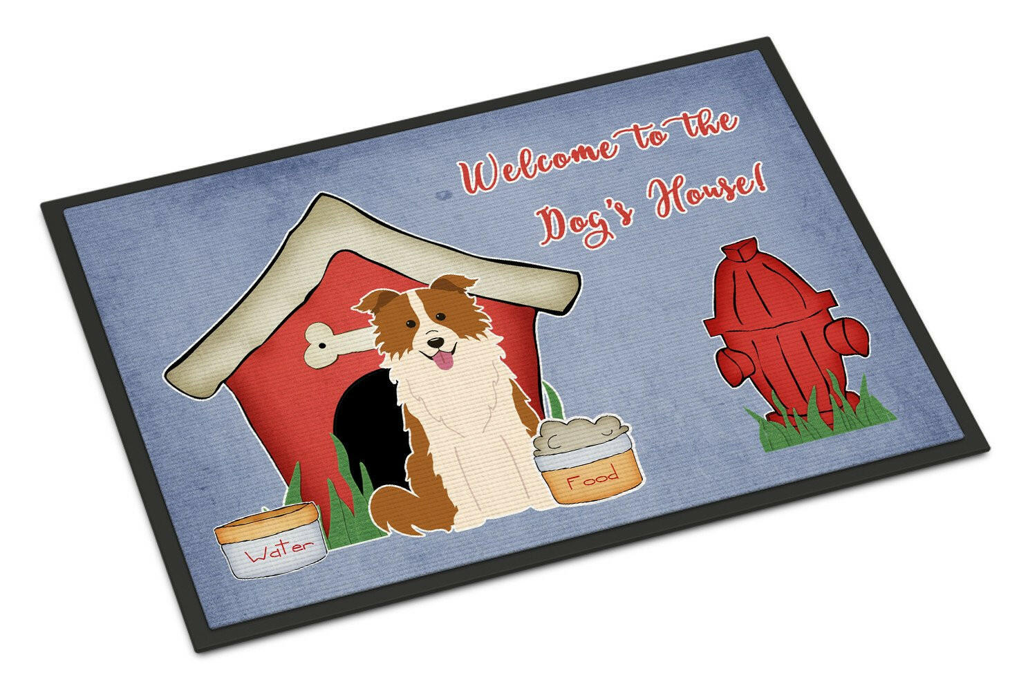 Dog House Collection Border Collie Red White Indoor or Outdoor Mat 18x27 BB2873MAT