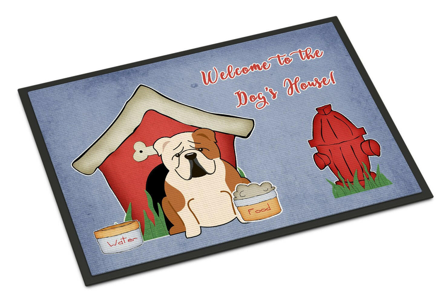 Dog House Collection English Bulldog Fawn White Indoor or Outdoor Mat 18x27 BB2879MAT