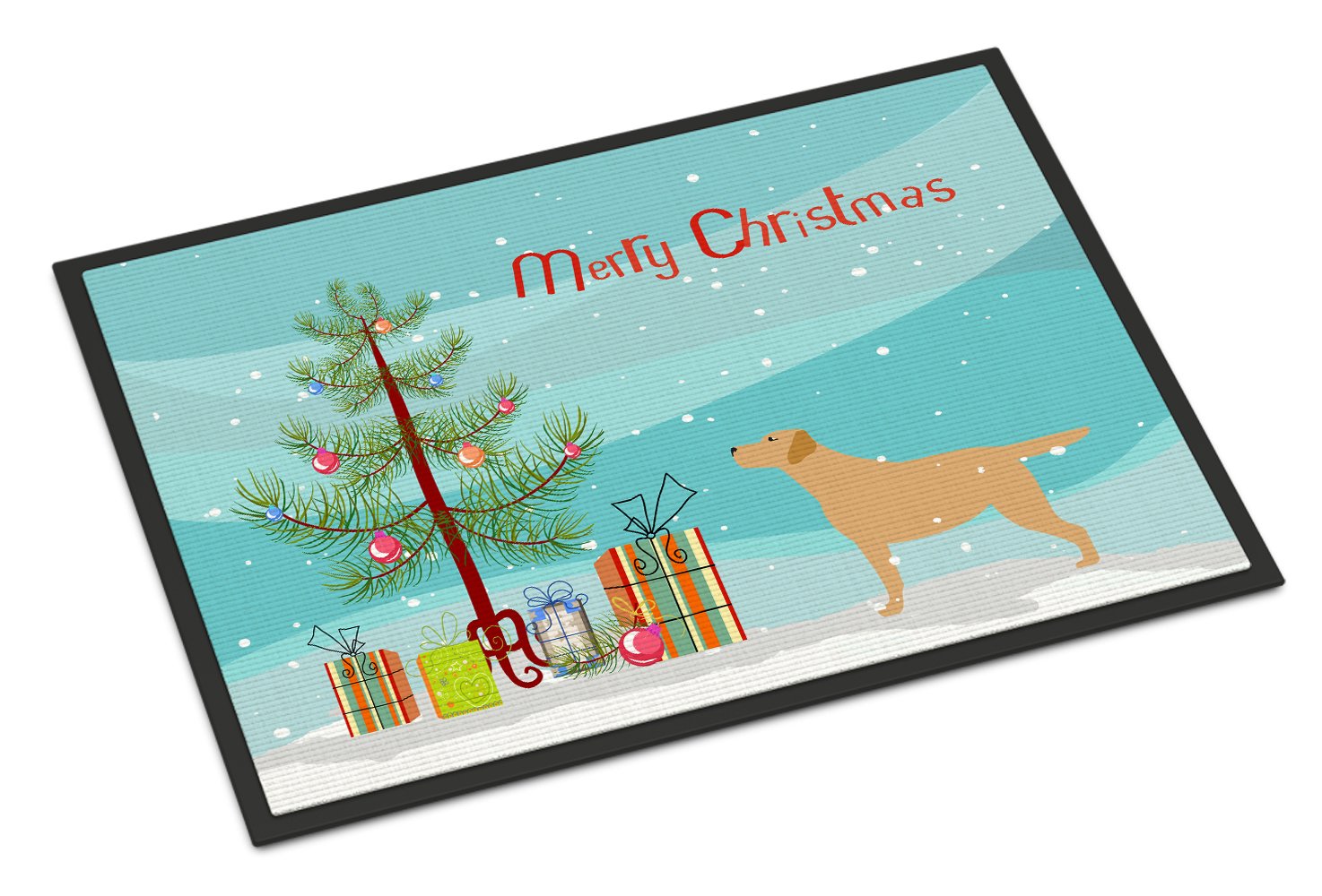 Yellow Labrador Retriever Merry Christmas Tree Indoor or Outdoor Mat 24x36 BB2915JMAT