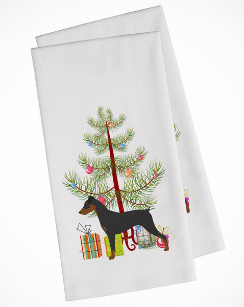 German Pinscher Merry Christmas Tree White Kitchen Towel Set of 2 BB2931WTKT by Caroline's Treasures