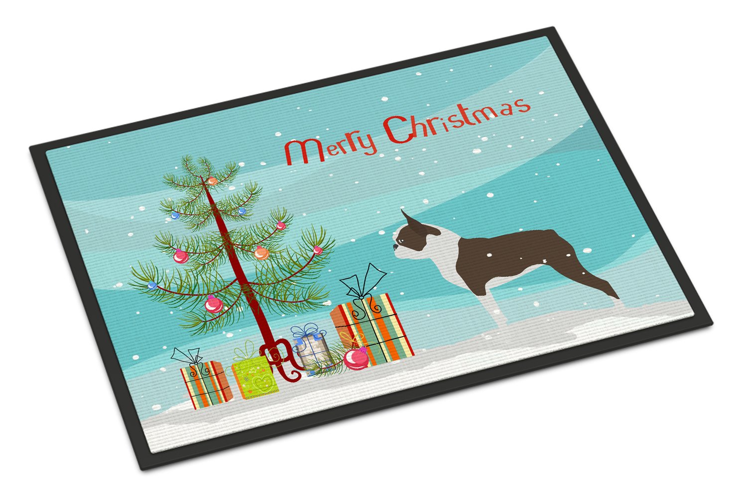 Boston Terrier Merry Christmas Tree Indoor or Outdoor Mat 24x36 BB2962JMAT