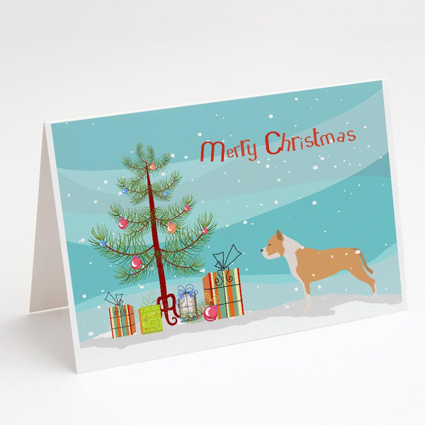 Buy this Staffordshire Bull Terrier Merry Christmas Tree Greeting Cards and Envelopes Pack of 8
