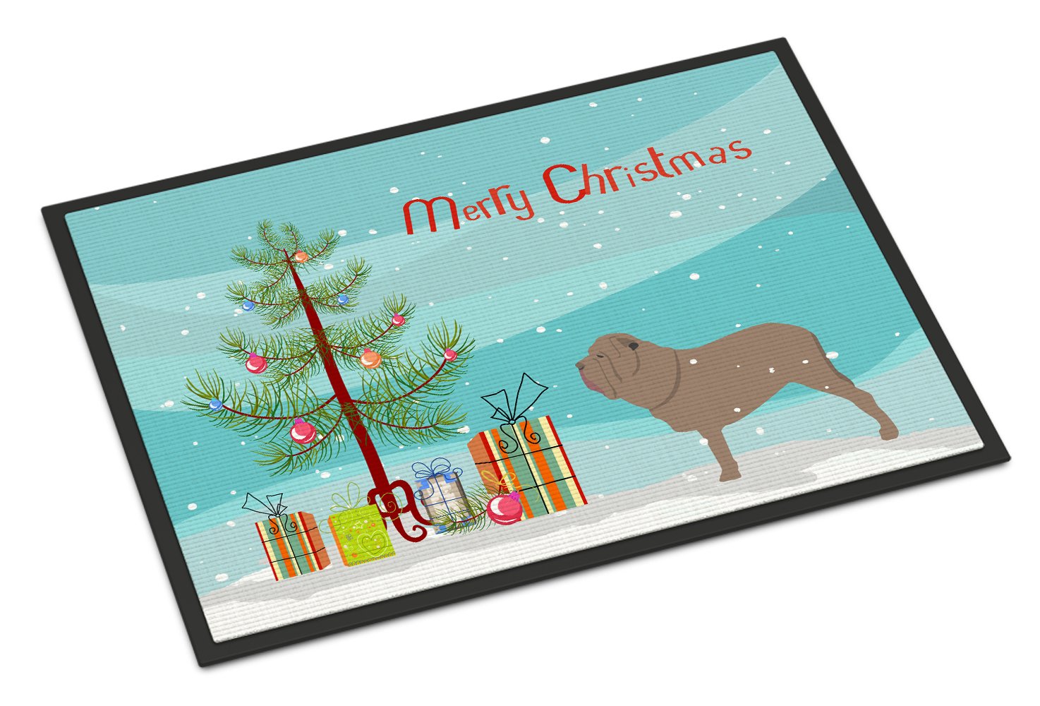 Neapolitan Mastiff Merry Christmas Tree Indoor or Outdoor Mat 24x36 BB2983JMAT