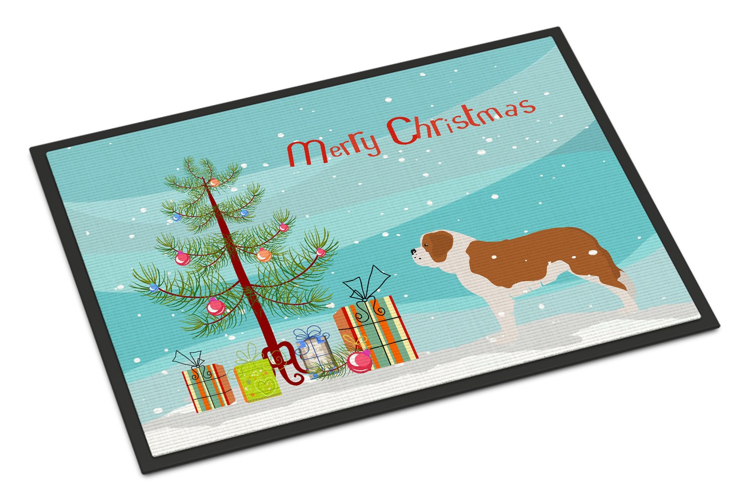 Saint Bernard Merry Christmas Tree Indoor or Outdoor Mat 24x36 BB2994JMAT