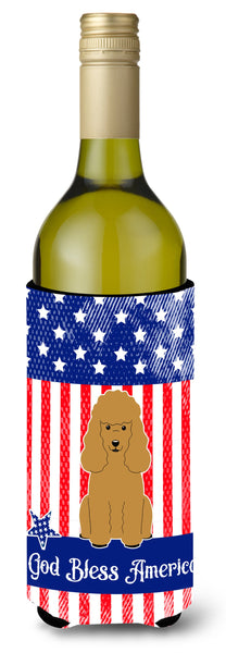 Patriotic USA Poodle Tan Wine Bottle Beverge Insulator Hugger BB3064LITERK by Caroline's Treasures