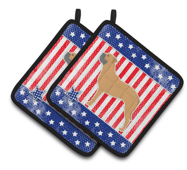 USA Patriotic Bullmastiff Pair of Pot Holders BB3371PTHD by Caroline's Treasures