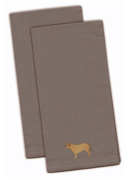 Dogue de Bordeaux Gray Embroidered Kitchen Towel Set of 2 BB3470GYTWE by Caroline's Treasures