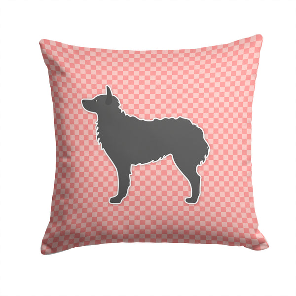 Croatian Sheepdog Checkerboard Pink Fabric Decorative Pillow BB3621PW1414 - the-store.com