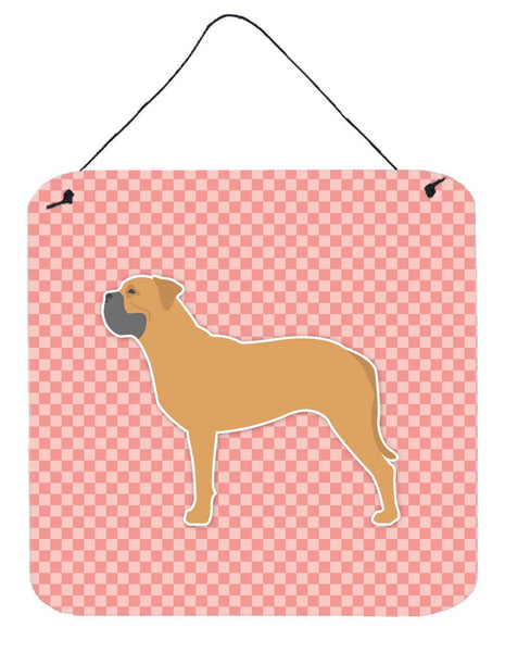 Bullmastiff Checkerboard Pink Wall or Door Hanging Prints BB3671DS66 by Caroline's Treasures