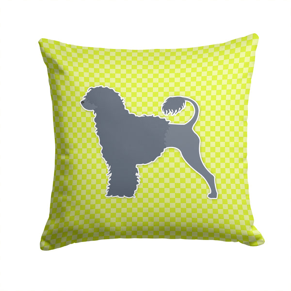 Portuguese Water Dog Checkerboard Green Fabric Decorative Pillow BB3868PW1414 - the-store.com