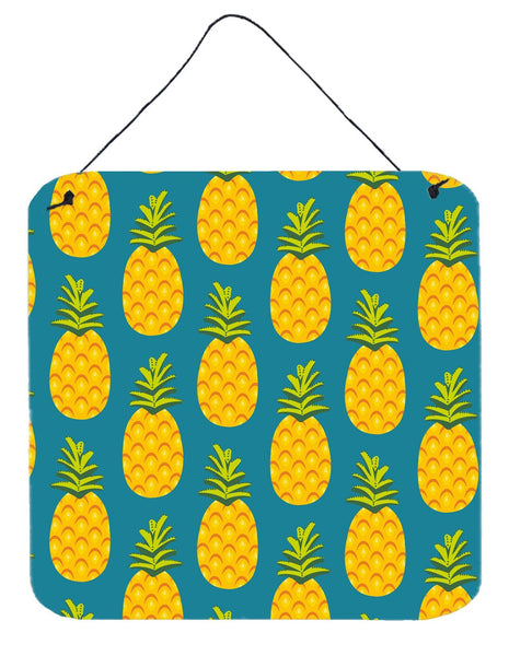 Pineapples on Teal Wall or Door Hanging Prints by Caroline's Treasures