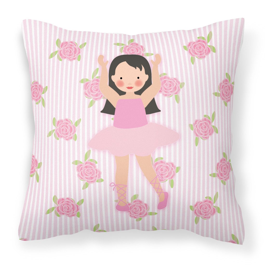 Ballerina Long Dark Hair Fabric Decorative Pillow BB5181PW1818