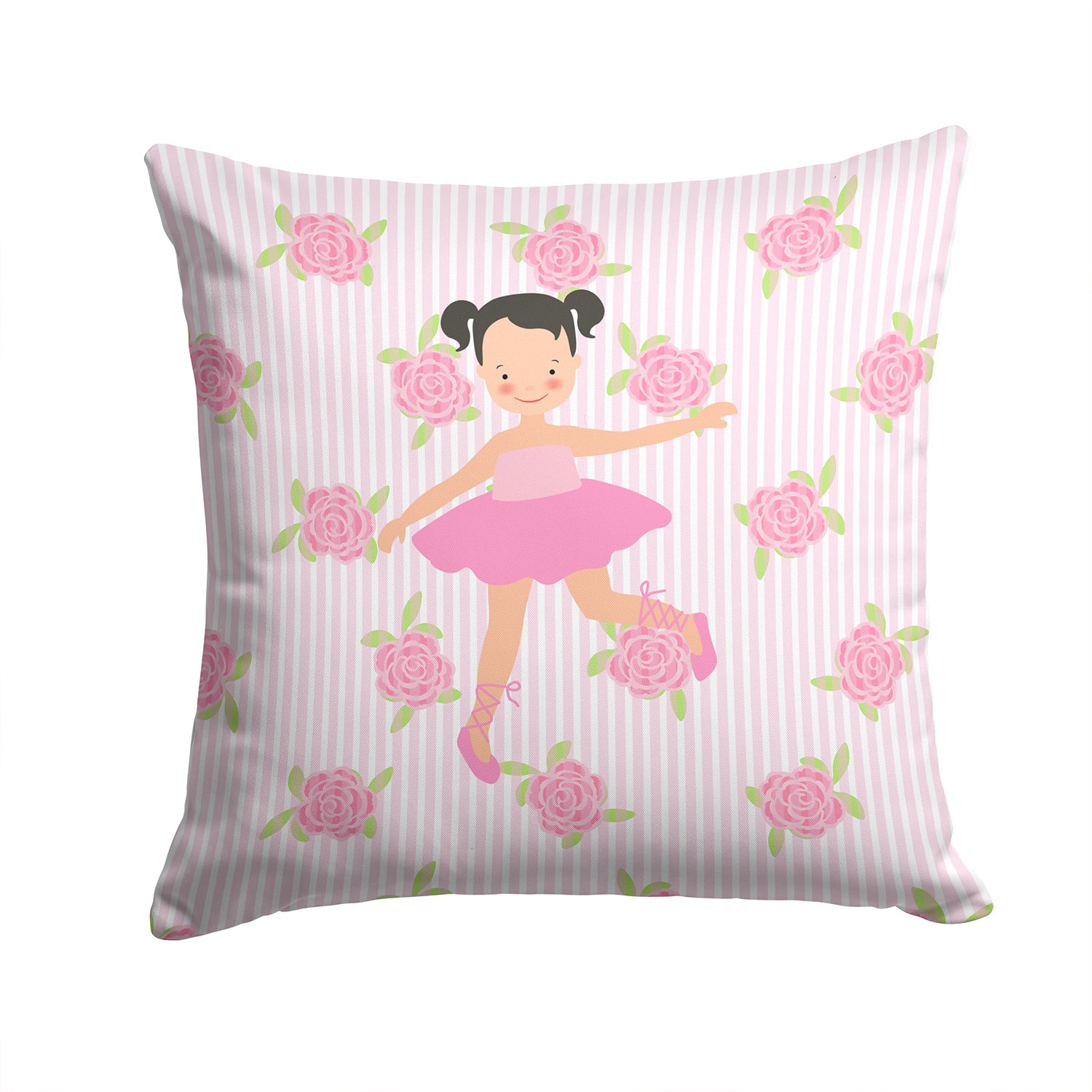 Ballerina Black Hair Ponytails Fabric Decorative Pillow BB5187PW1414