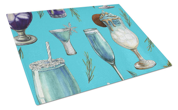 Drinks and Cocktails Blue Glass Cutting Board Large BB5203LCB by Caroline's Treasures