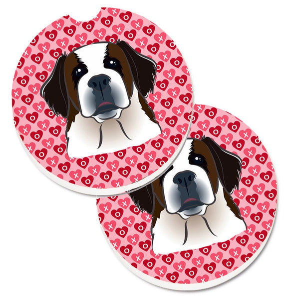 Saint Bernard Hearts Set of 2 Cup Holder Car Coasters BB5316CARC by Caroline's Treasures