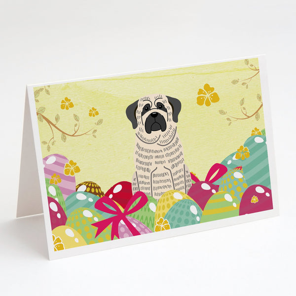 Buy this Easter Eggs Mastiff Brindle White Greeting Cards and Envelopes Pack of 8