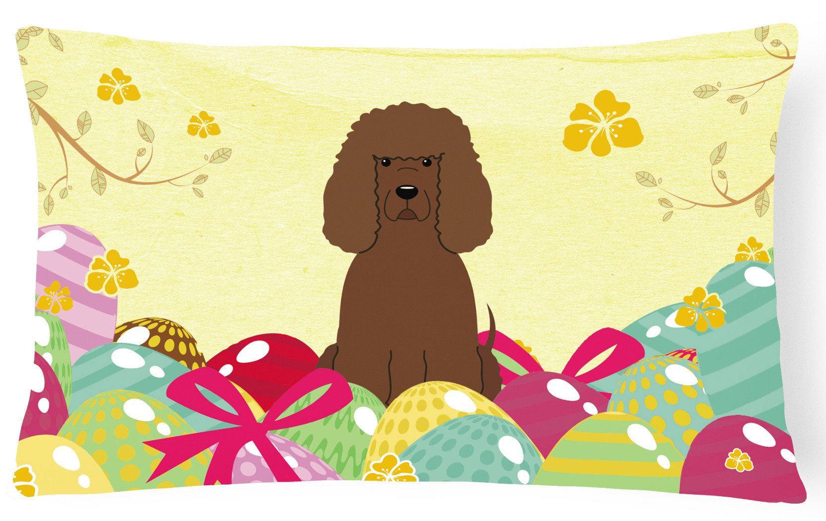 Easter+Eggs+Irish+Water+Spaniel+Canvas+Fabric+Decorative+Pillow+BB6063PW1216+by+Caroline's+Treasures