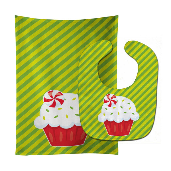 Christmas Pepermint Cupcake Baby Bib & Burp Cloth BB6819STBU by Caroline's Treasures