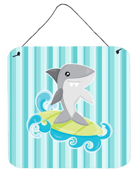 Surfin Shark on Stripes Wall or Door Hanging Prints BB6942DS66 by Caroline's Treasures