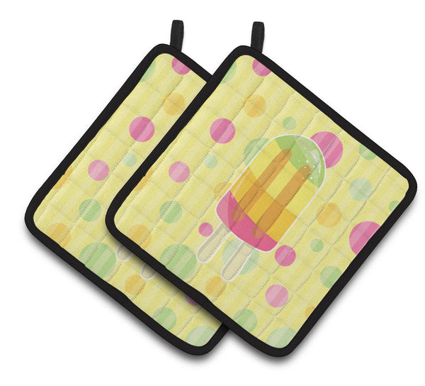 Ice Pop Popsicle Polkadots Pair of Pot Holders BB7065PTHD by Caroline's Treasures