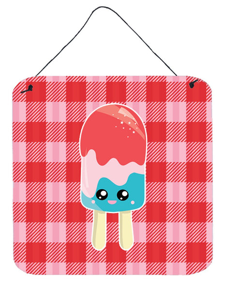 Ice Pop Popsicle Face Gingham Wall or Door Hanging Prints BB7067DS66 by Caroline's Treasures