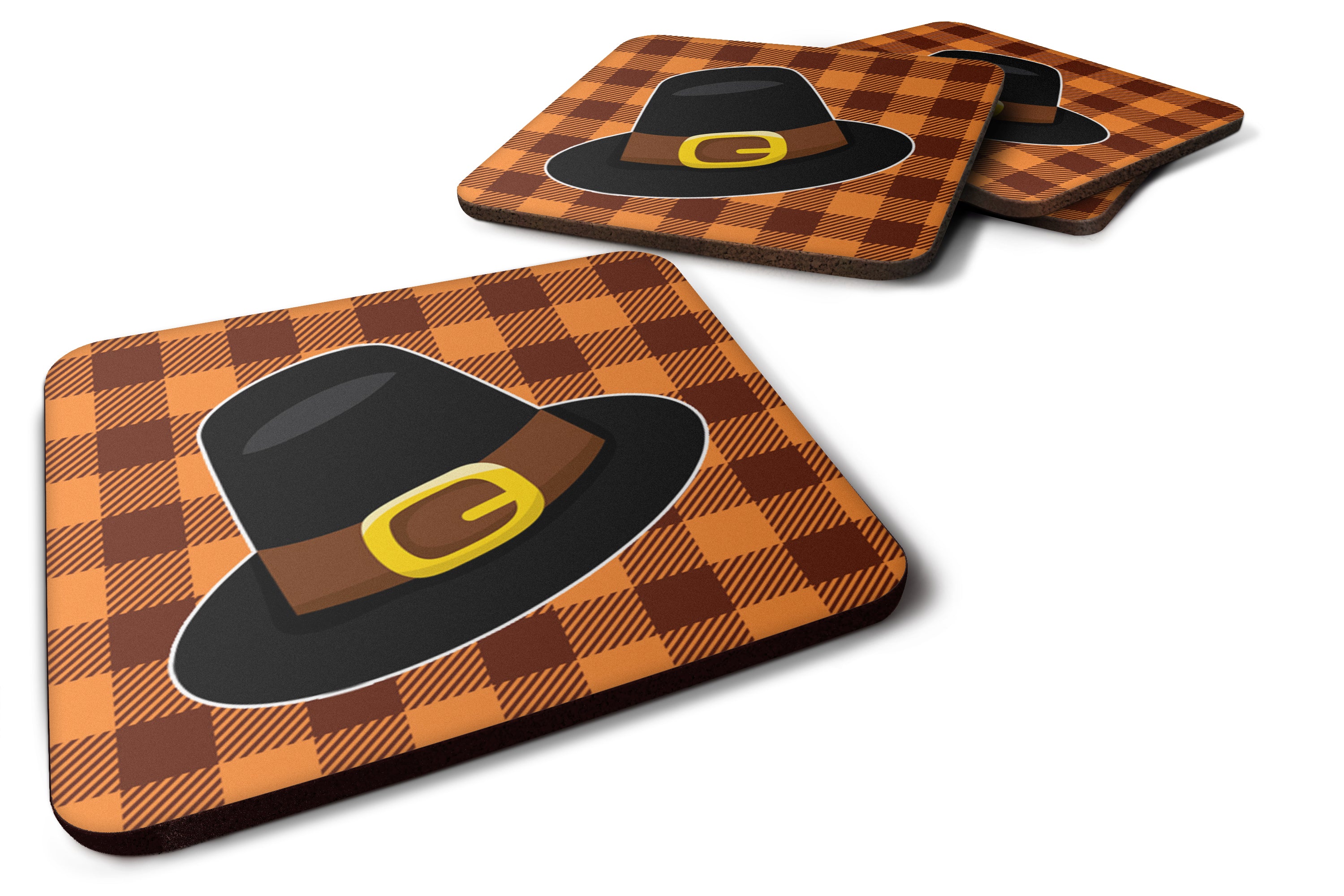 Thanksgiving Pilgrim Hat Foam Coaster Set of 4 BB7112FC