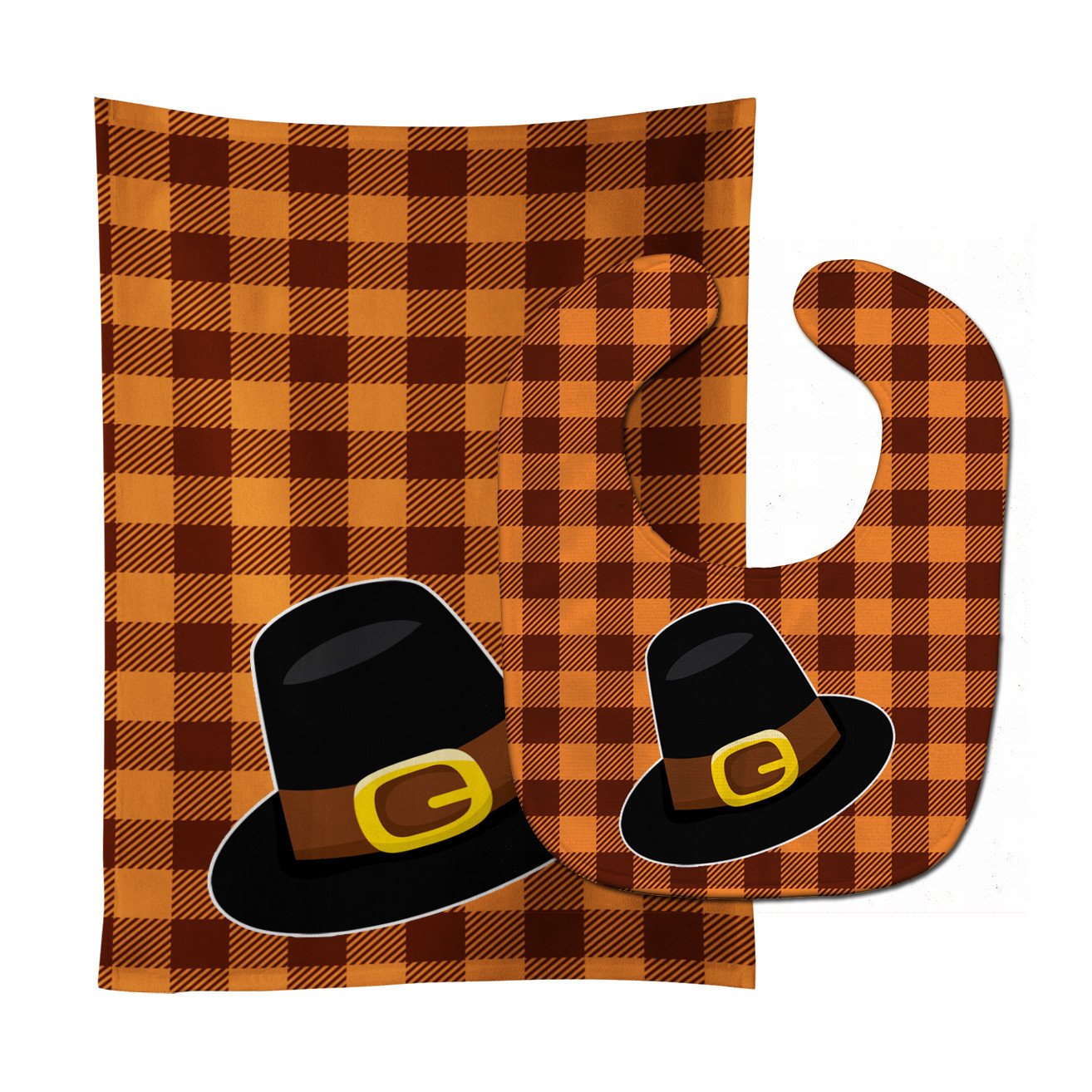 Thanksgiving Pilgrim Hat Baby Bib & Burp Cloth BB7112STBU