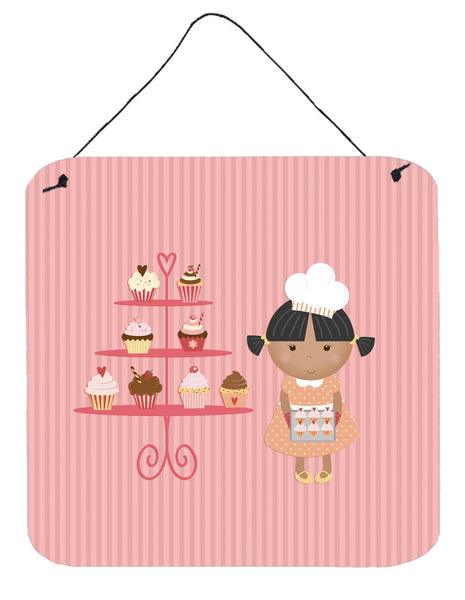 Cupcake Baker African American Pink Wall or Door Hanging Prints BB7257DS66 by Caroline's Treasures